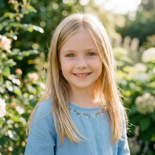 Captivating Young Girl with Pale Skin and Grey Eyes