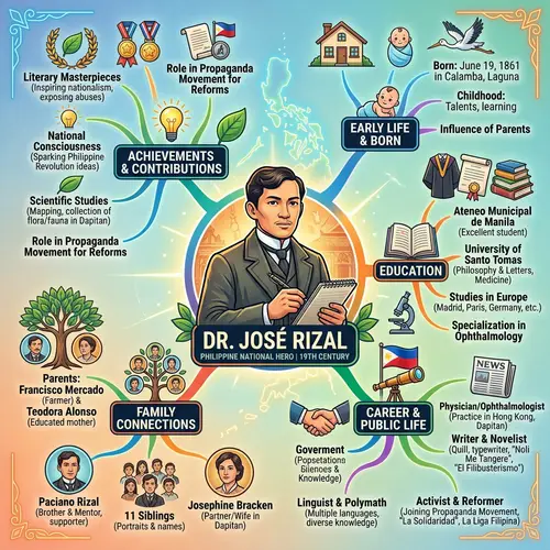 Jose Rizal's Life & Family: Mind Map Highlights
