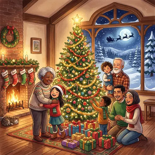 Heartwarming Festive Holiday Scene Illustration