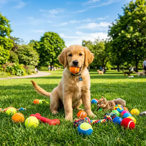 Cute Golden Retriever Puppy in Green Park