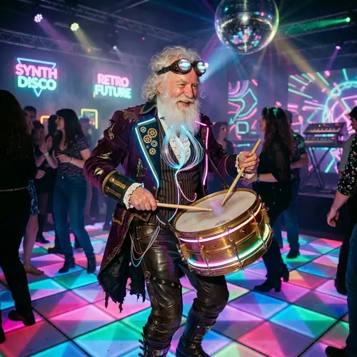 Steampunk Synthwave Beethoven Dancing with Snare Drum