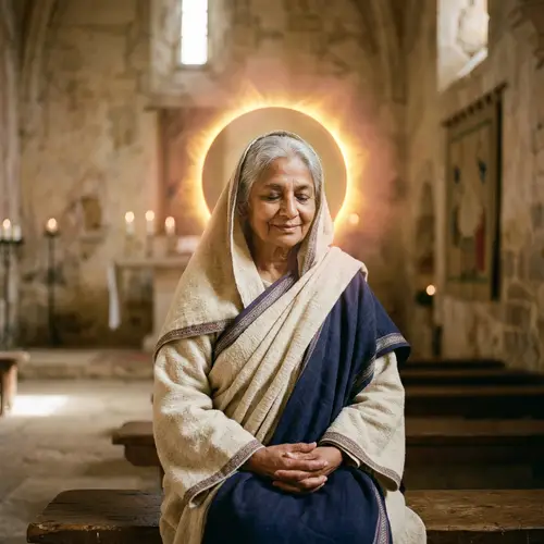 Reverential Spiritual Figure with Golden Halo | Tranquility & Reverence