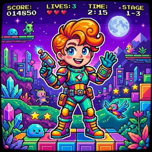 Original 1980s Inspired Nintendo Video Game Character Design 