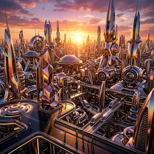 Futuristic Landscape with Magnesium Alloy Structures