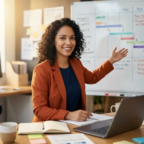 Vibrant Hyperrealistic Portrait of a Confident Hispanic Project Manager