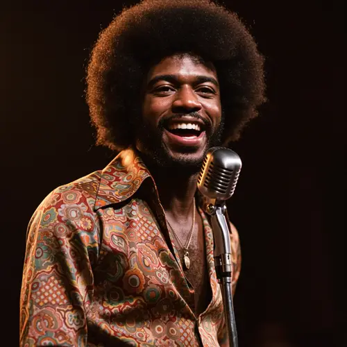 Funky 70's Black Singer Close Up