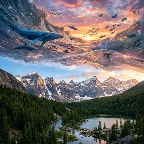 Reality and Abstraction Intermixed in Majestic Mountain Setting