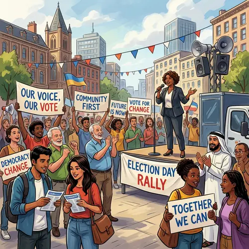 Diverse Electoral Campaign Rally | City Square Gathering