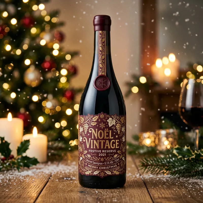 Elegant Christmas Wine Packaging Design Inspiration