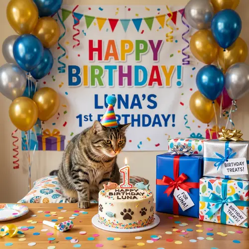 Cat Birthday Party: Cakes, Gifts & Fun
