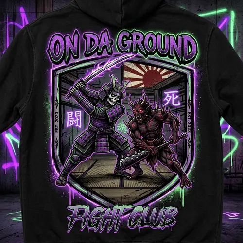Bold Urban Fight Club Hoodie – Skull Samurai Design