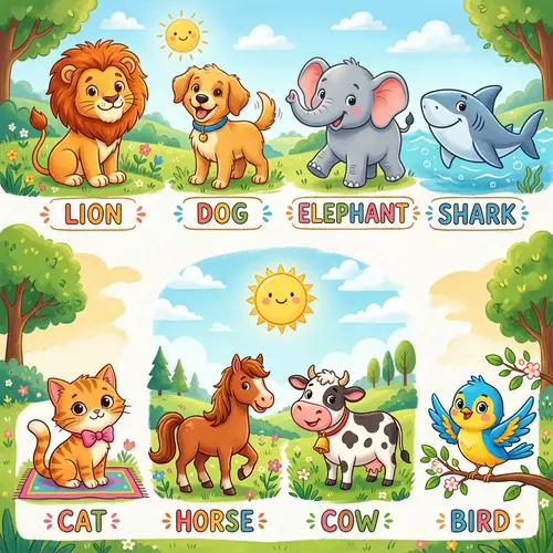 Kids' Animal Images: Dog, Cat, Lion, & More