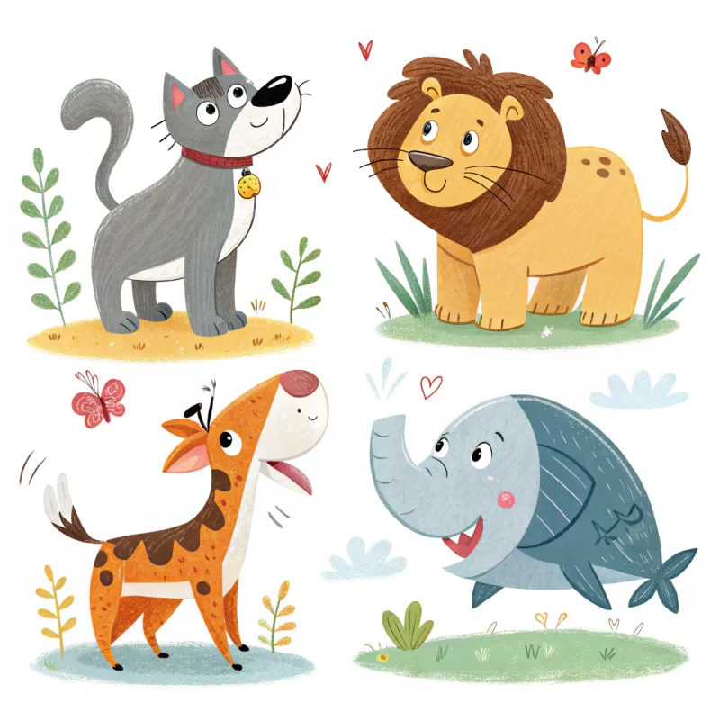 Kids' Animal Images: Dog, Cat, Lion, & More