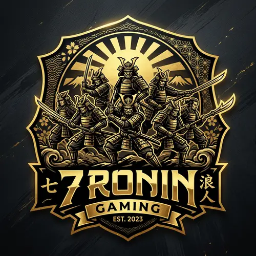 7 Ronin Gaming Logo | Samurai Japanese Design in Black and Gold