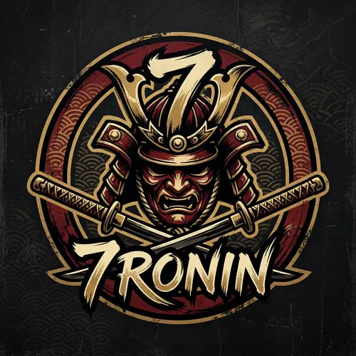 7 Ronin Gaming Logo: Samurai Japanese Theme Design
