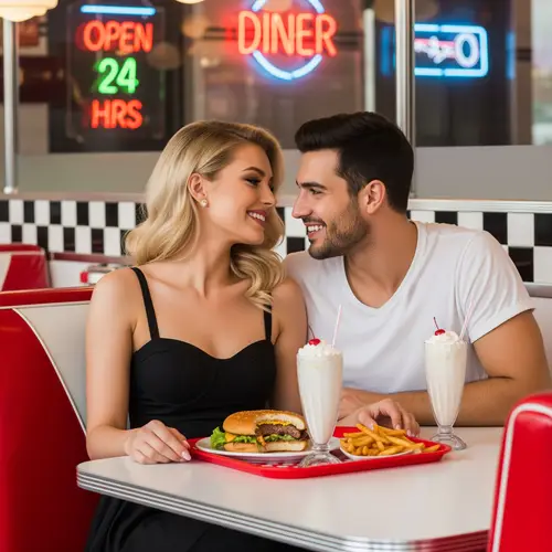 Stunning Blonde Woman in Retro Diner