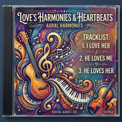 CD Cover Design with Song Titles: I Love Her, He Loves Me, He Loves Her