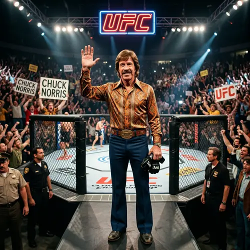Chuck Norris in Retro 70s Style at UFC Event