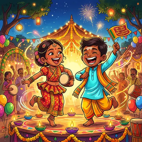 Joyful Sinhala Girl and Tamil Boy Welcome New Year Celebration