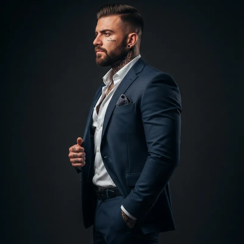 Stylish Italian Mafia Man in Tailored Suit Stylish Italian Mafia Man in Tailored Suit