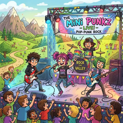 Exciting Pop-Punk Kids Band Concert Performance