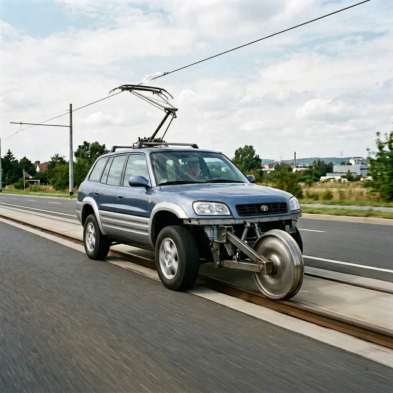Innovative Car Design with Pantograph and Metal Track