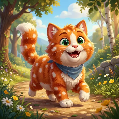 Vibrant Orange Feline with Green Eyes | Animated Character