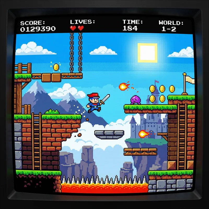 8 Bit Retro Gaming Level Platform Adventure