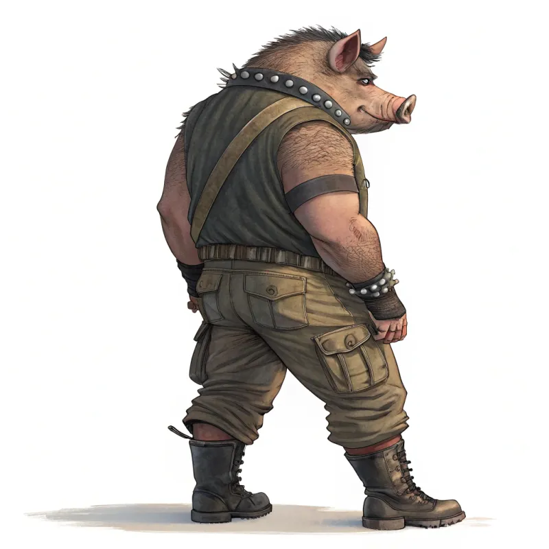 Stylish Male Boar in Cargo Pants and Vest