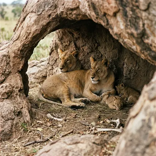 Lioness in Her Den - A Glimpse of Wildlife