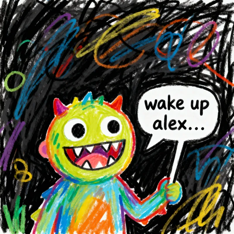 Child's Drawing of a Monster - Wake Up Alex