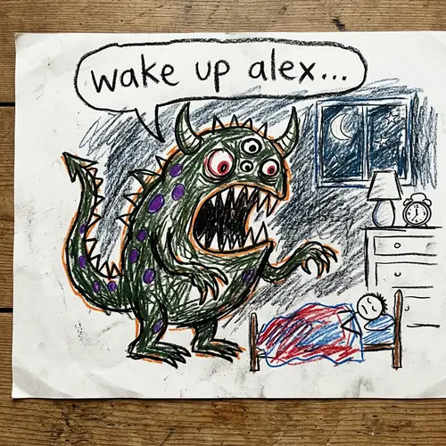 Child's Drawing of a Monster - Wake Up Alex