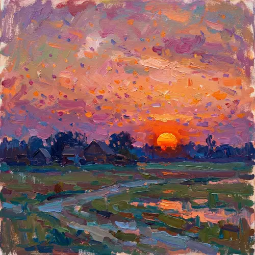 Impressionistic Sunset Artwork in Vivid Colors