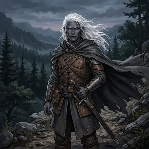 Half-Drow Male with Exotic Lilac Eyes | Adventurer Character
