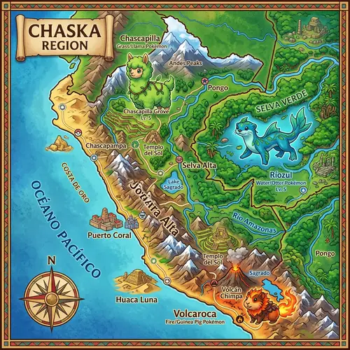 Pokémon Region of Peru: Starter Pokemons & Region Map