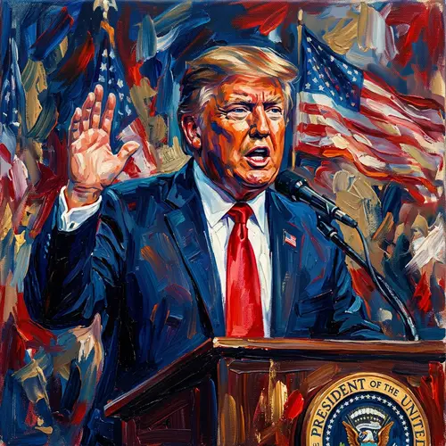 Dynamic Oil Painting of Trump Speech