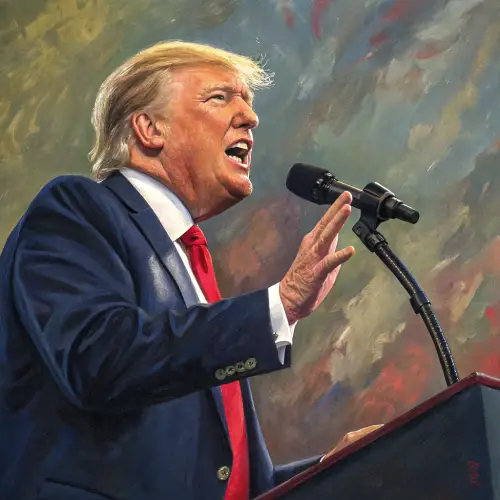 Dynamic Oil Painting of Trump Speech