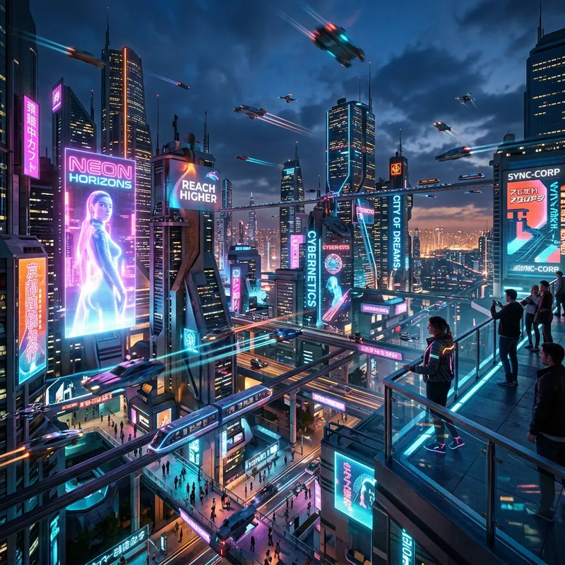 Futuristic Utopian Cityscape: Thriving Metropolis of Advanced Technology