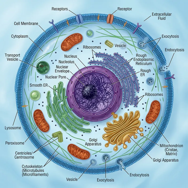 Complete Animal Cell Illustration: Detailed Cell Organelles Complete Animal Cell Illustration: Detailed Cell Organelles