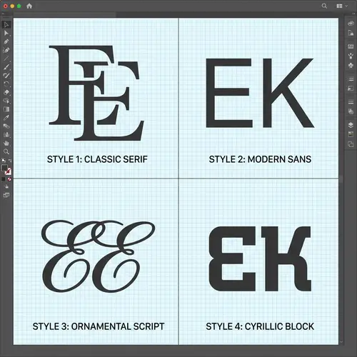 Stylish Monogram Designs with Initials EE/EK