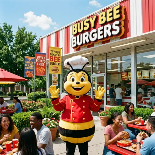 Joyful Jollibee-Inspired Honey Bee Mascot