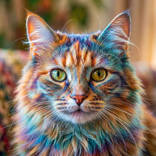 Vibrant and Colorful Cat Face Portrait