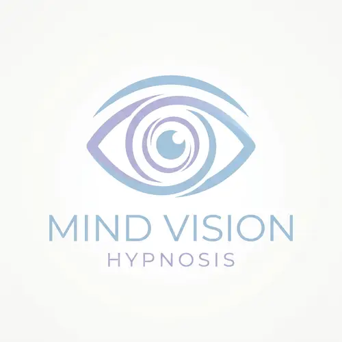 Mind Vision Hypnosis Logo Design - Serene Eye in Light Lavender & Blue