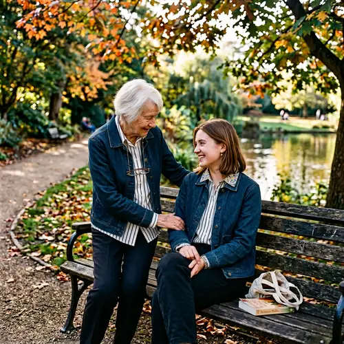 Anna's Gentle Request to Share a Bench with Mia