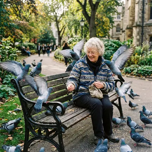 Anna's Kindness: An Elderly Woman and Pigeons