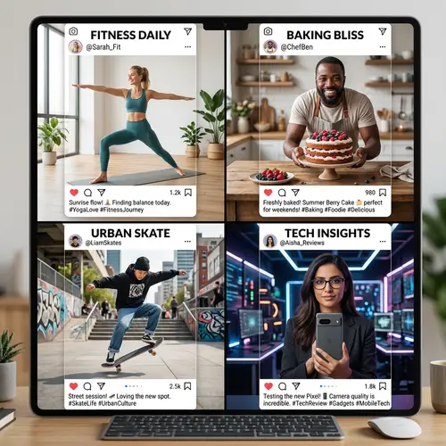 Diverse Social Media Feeds: Fitness, Food, Tech & More