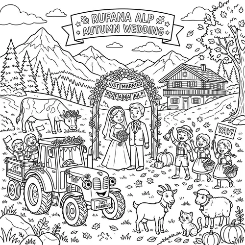 Coloring Page: Wedding at Rufana Alp