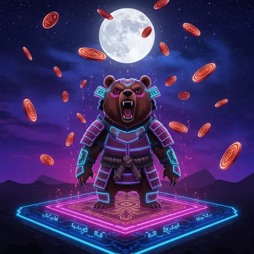 Futuristic Bear in Samurai Armor on Avalanche Blockchain