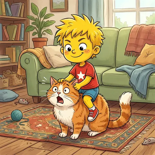 Bart Sitting on a Cat: A Fun Cartoon Scene