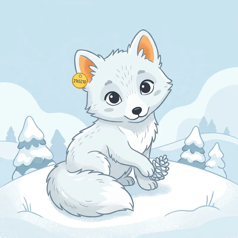Adorable 2D White Baby Fox Art Adorable 2D White Baby Fox Art
